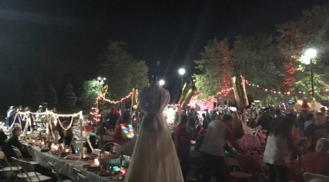 Outdoor dinner at night