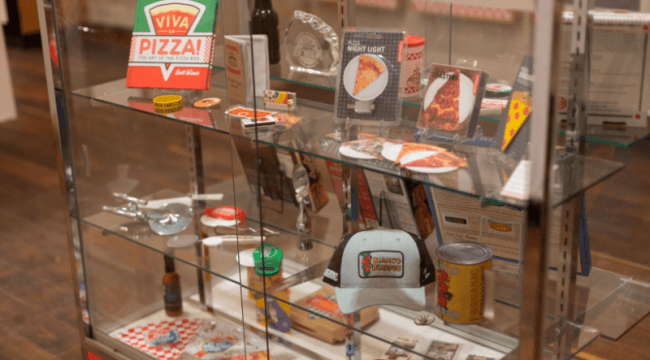 Store display case with various products