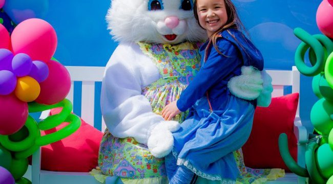 Little girl posing with the Easter Bunny