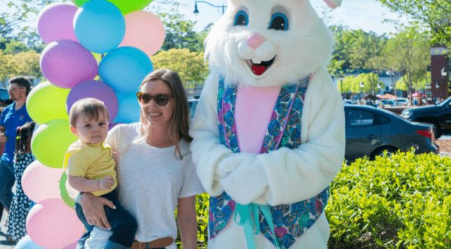 Mother and child with the Easter Bunny
