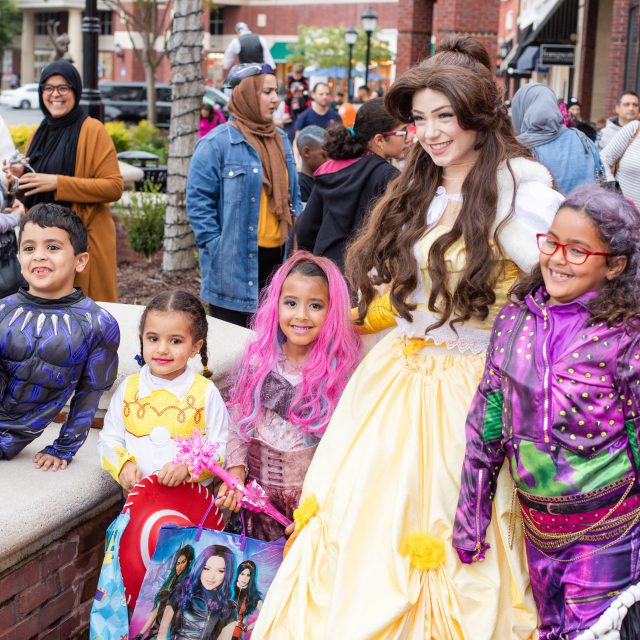 Fall Festival children posing with Belle